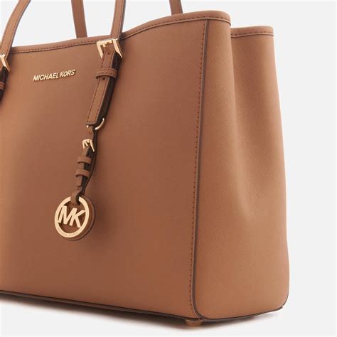 michael kors jet set zipper travel tote brown|michael kors designer tote jet set.